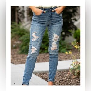Judy Blue Bleach Splatter Distressed Skinny Jeans Size